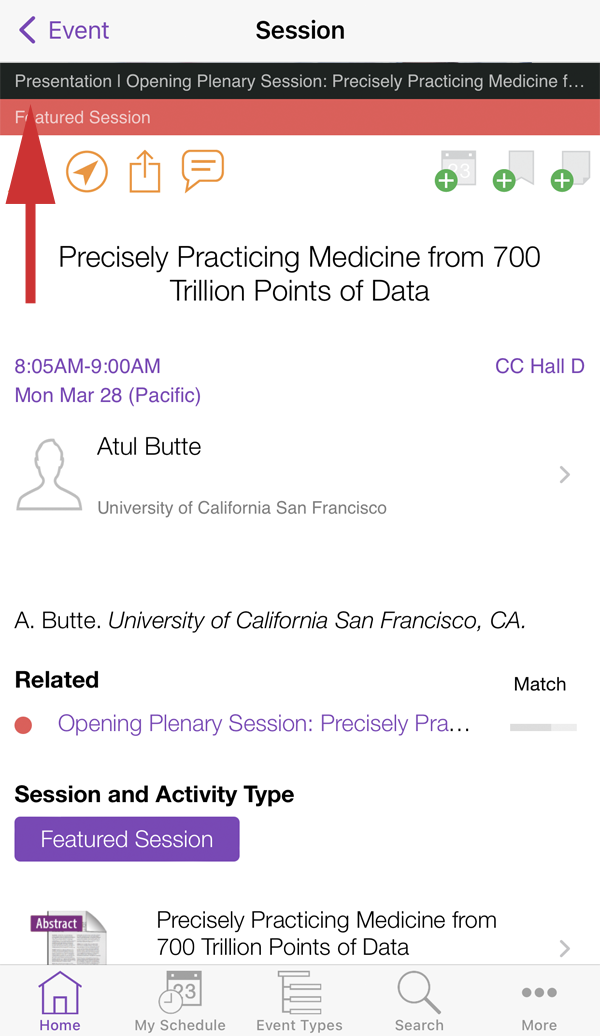 Presentation Description Page with arrow