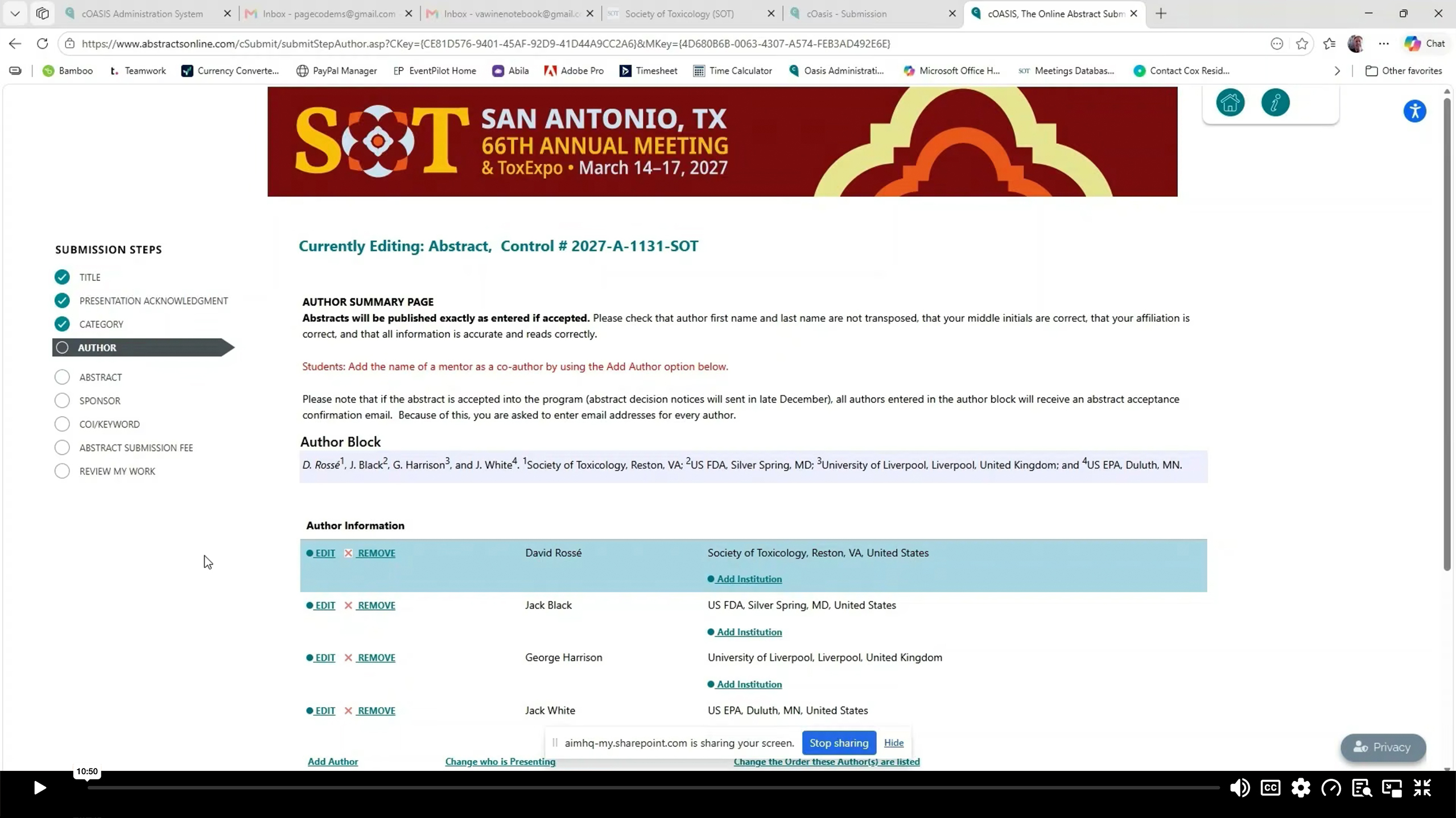 Entering Co-Author Information and Abstract Text