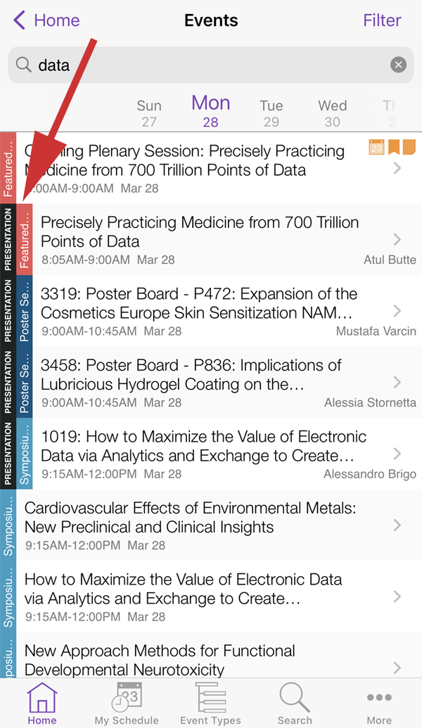 Presentation List with arrow